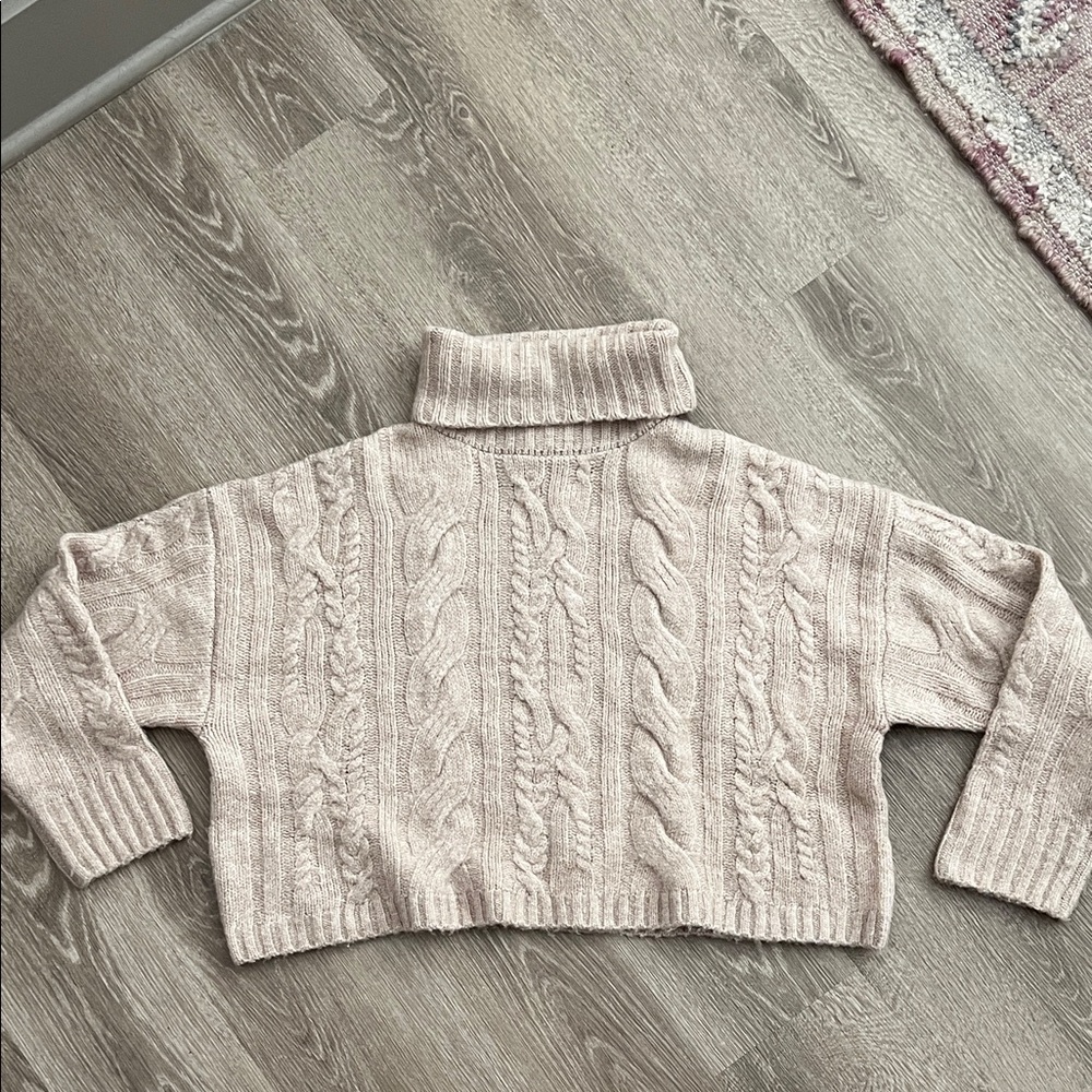 Love Tree Beige Cable Knit Turtleneck Sweater